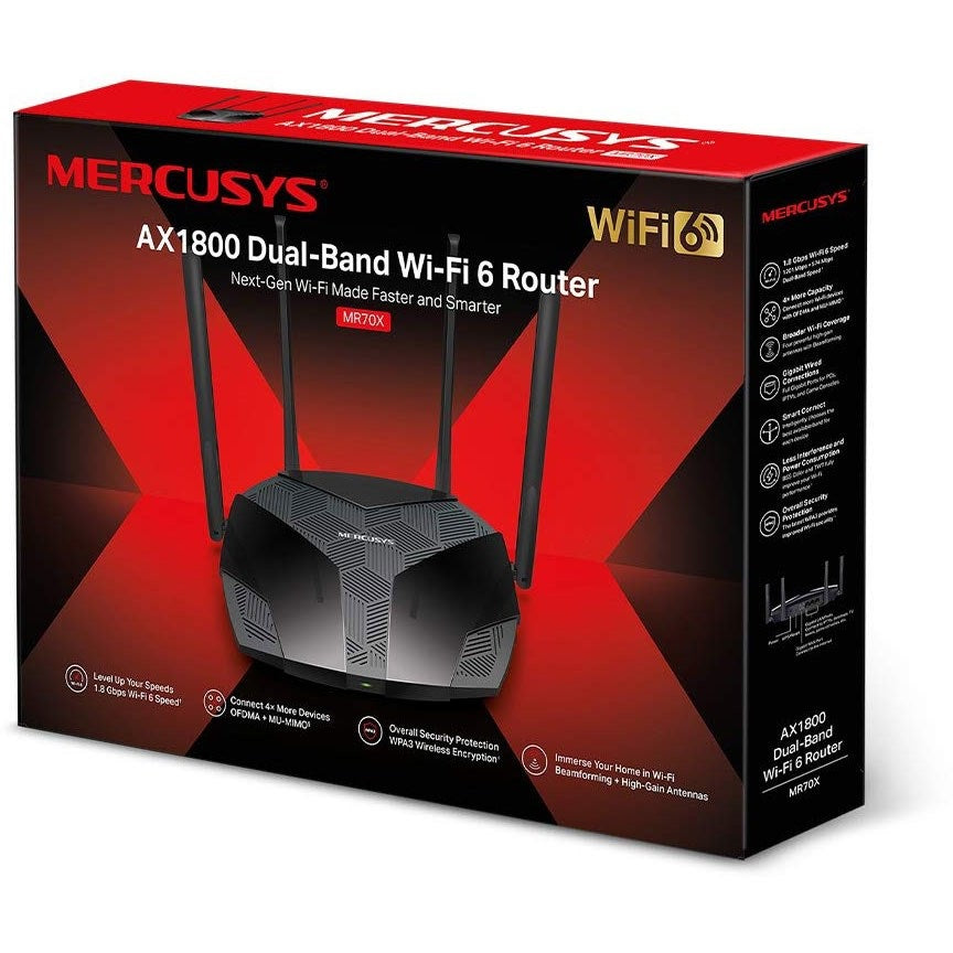 Mercusys Wireless Router MR70X AX1800 Dual-Band WiFi 6 Router Mercusys Wireless Router MR70X AX1800 Dual-Band WiFi 6 Router